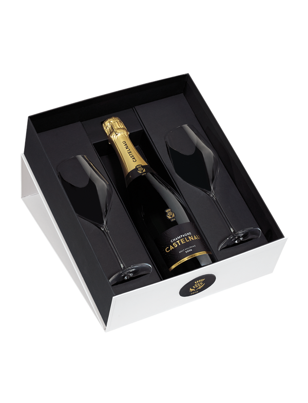 Coffret Brut Millésimé + 2 flûtes
