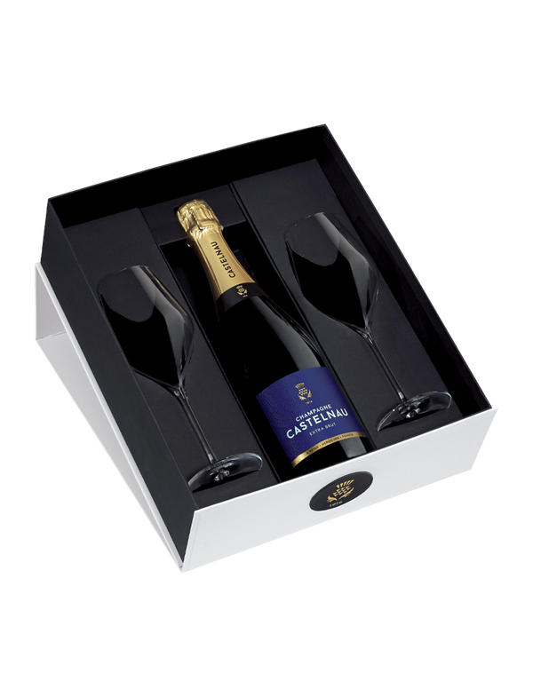 Coffret Extra-Brut + 2 flûtes